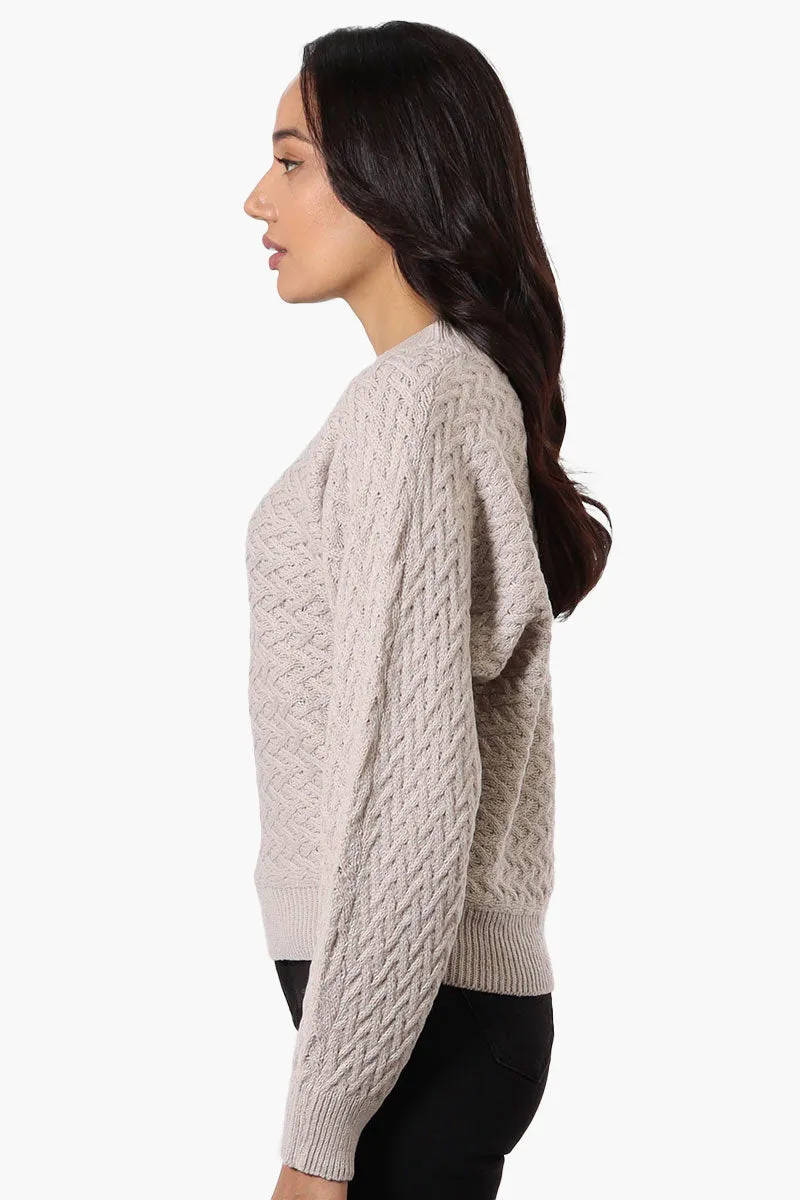 Beechers Brook Cable Knit Mock Neck Pullover Sweater - Stone