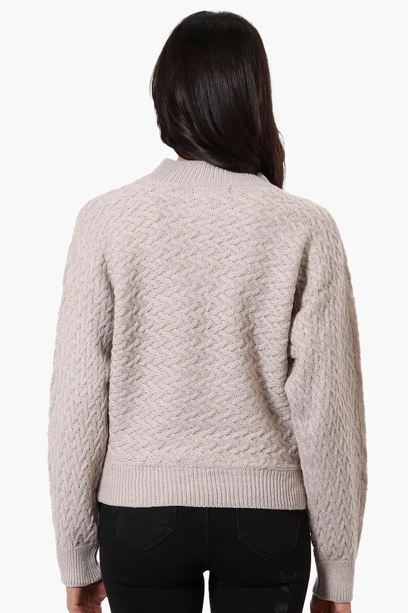 Beechers Brook Cable Knit Mock Neck Pullover Sweater - Stone