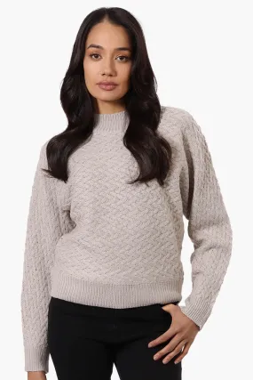 Beechers Brook Cable Knit Mock Neck Pullover Sweater - Stone