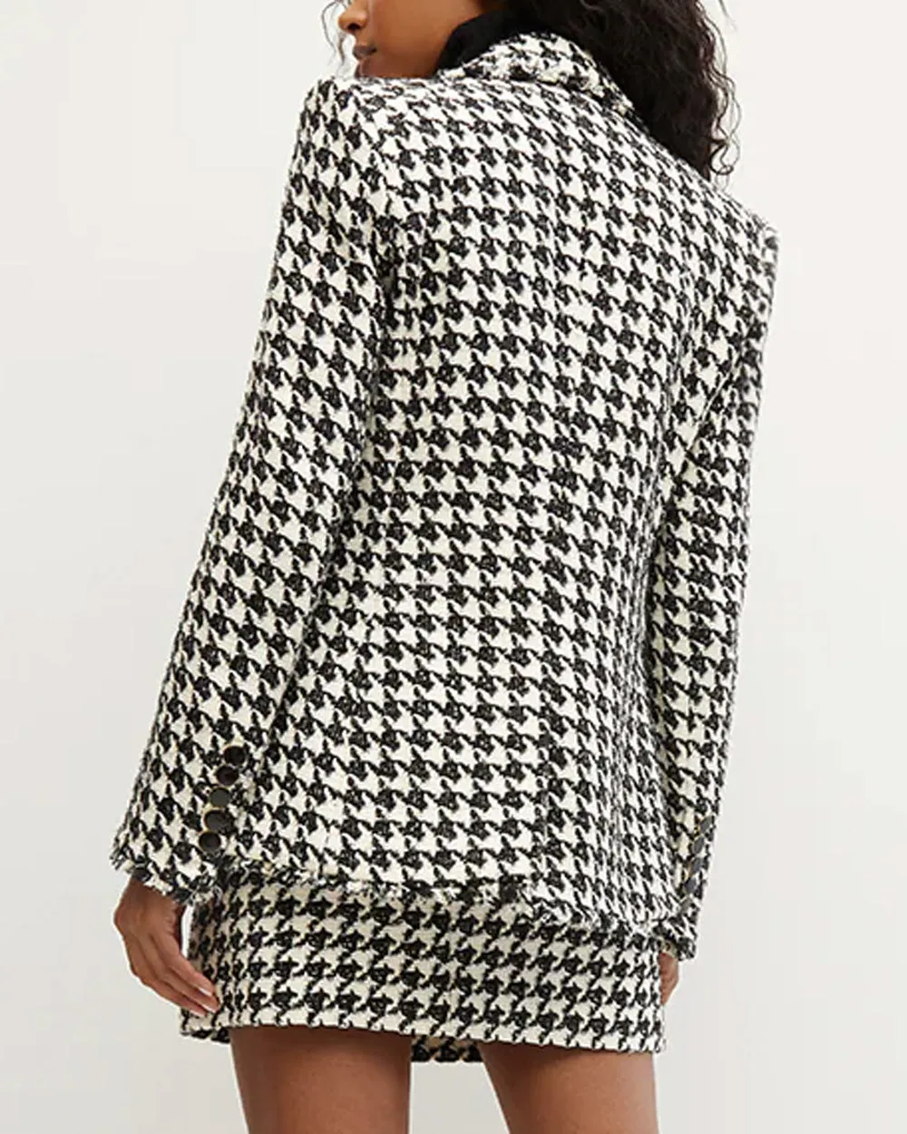 Black and Off White Houndstooth Miller Dickey Jacket