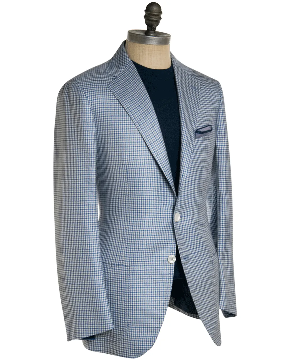 Blue and Light Blue Mini Houndstooth Sportcoat