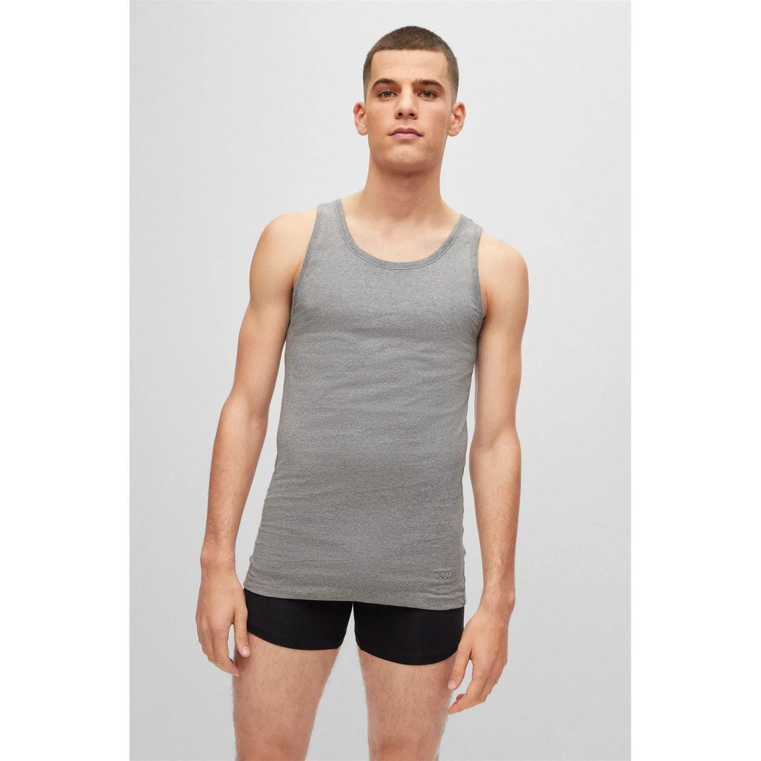 BOSS 3 Pack Classic Cotton Tank Top - Black/White/Grey