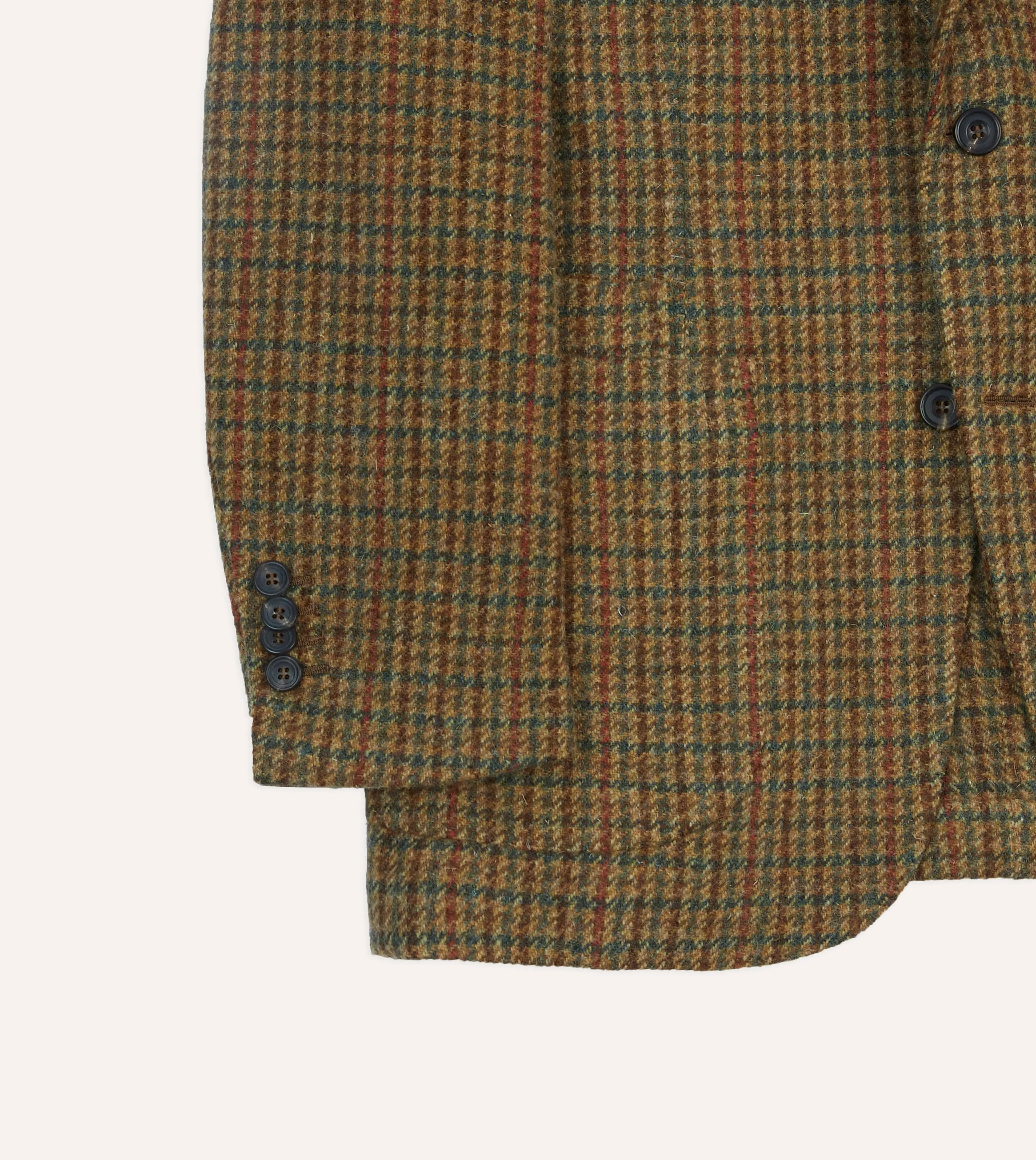 Brown Houndstooth Check Tweed Blazer