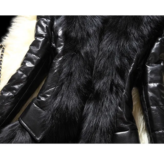 Faux fur  leather jacket