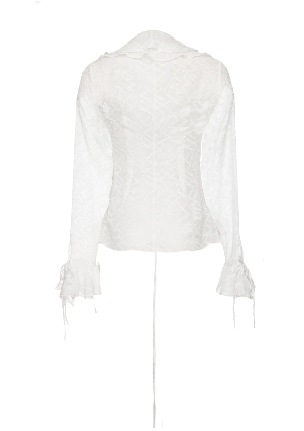 Fitted Ruffled Silk Chiffon Blouse