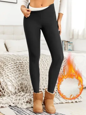 Fleece Thermal High Waist Solid Color Leggings