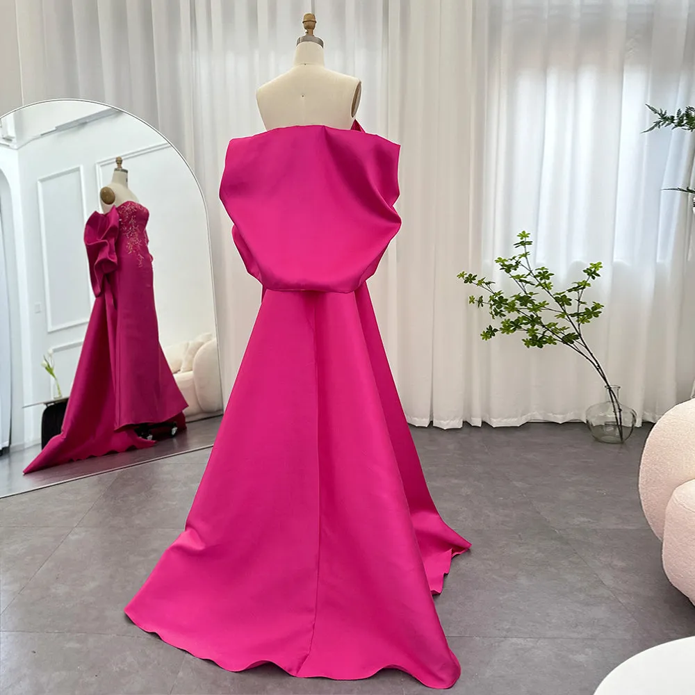 Fuchsia Mermaid Evening Dress with Cape Shawl SS296