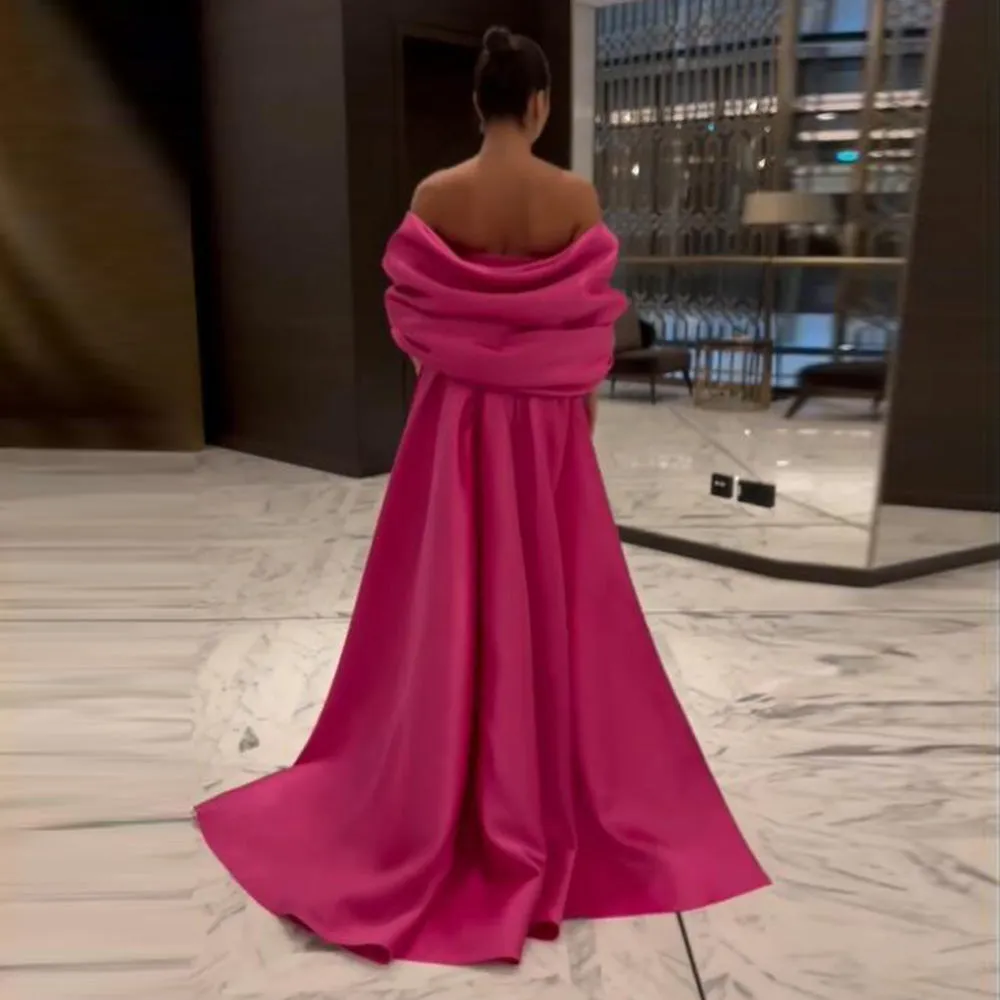 Fuchsia Mermaid Evening Dress with Cape Shawl SS296