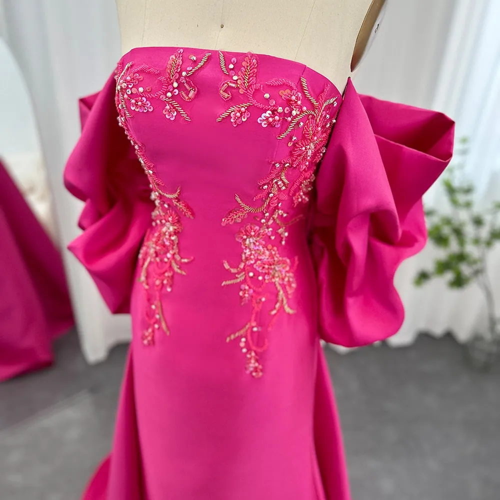 Fuchsia Mermaid Evening Dress with Cape Shawl SS296