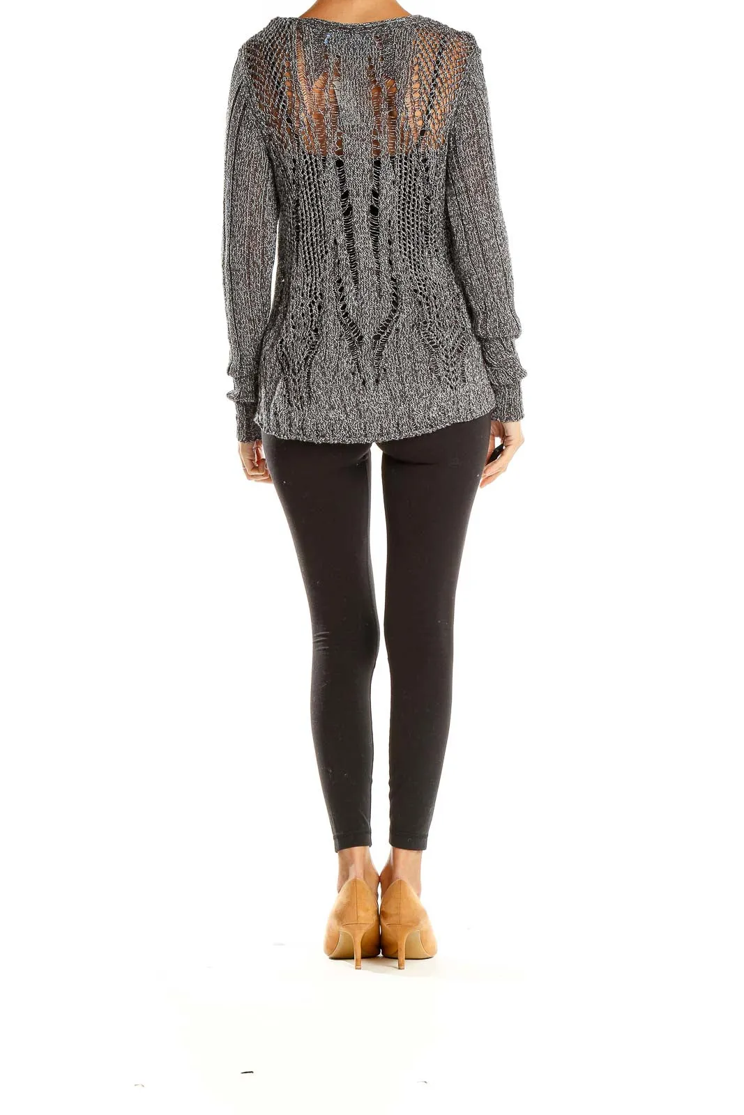 Gray Open-Knit Sweater