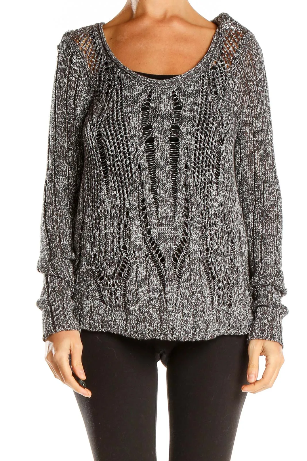 Gray Open-Knit Sweater