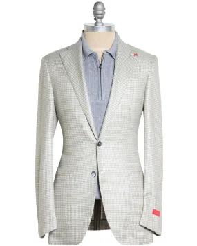 Grey and Yellow Silk Blend Houndstooth Sportcoat