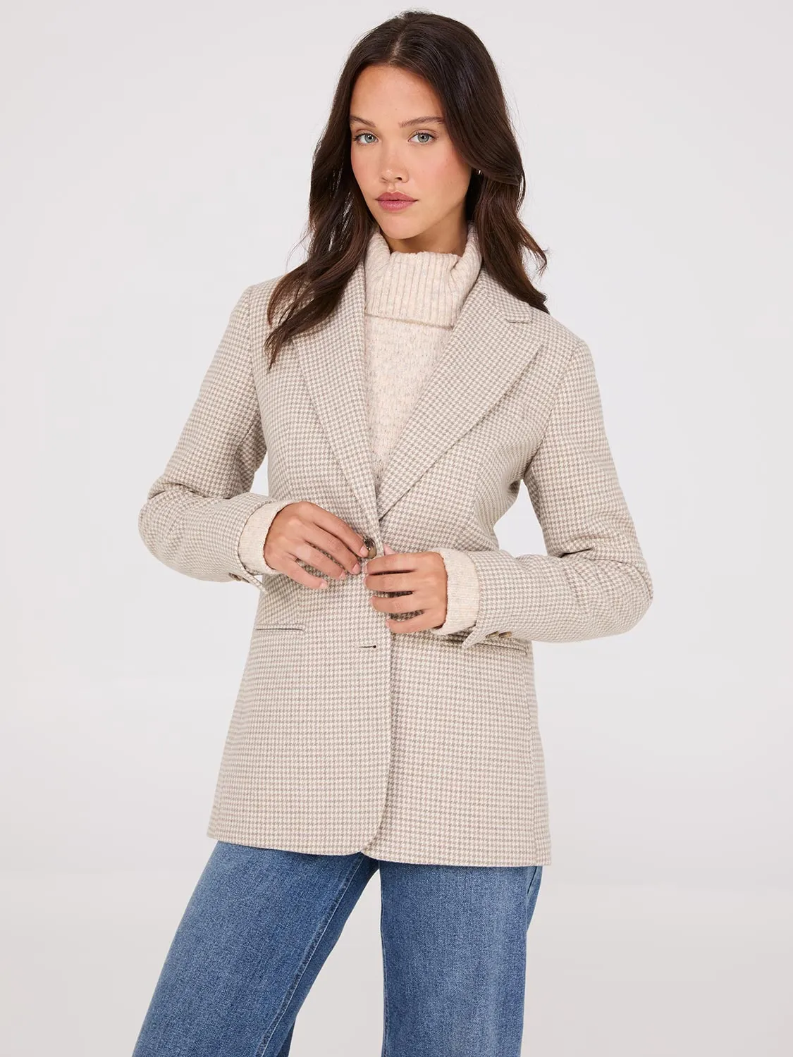 Houndstooth 2-Button Blazer