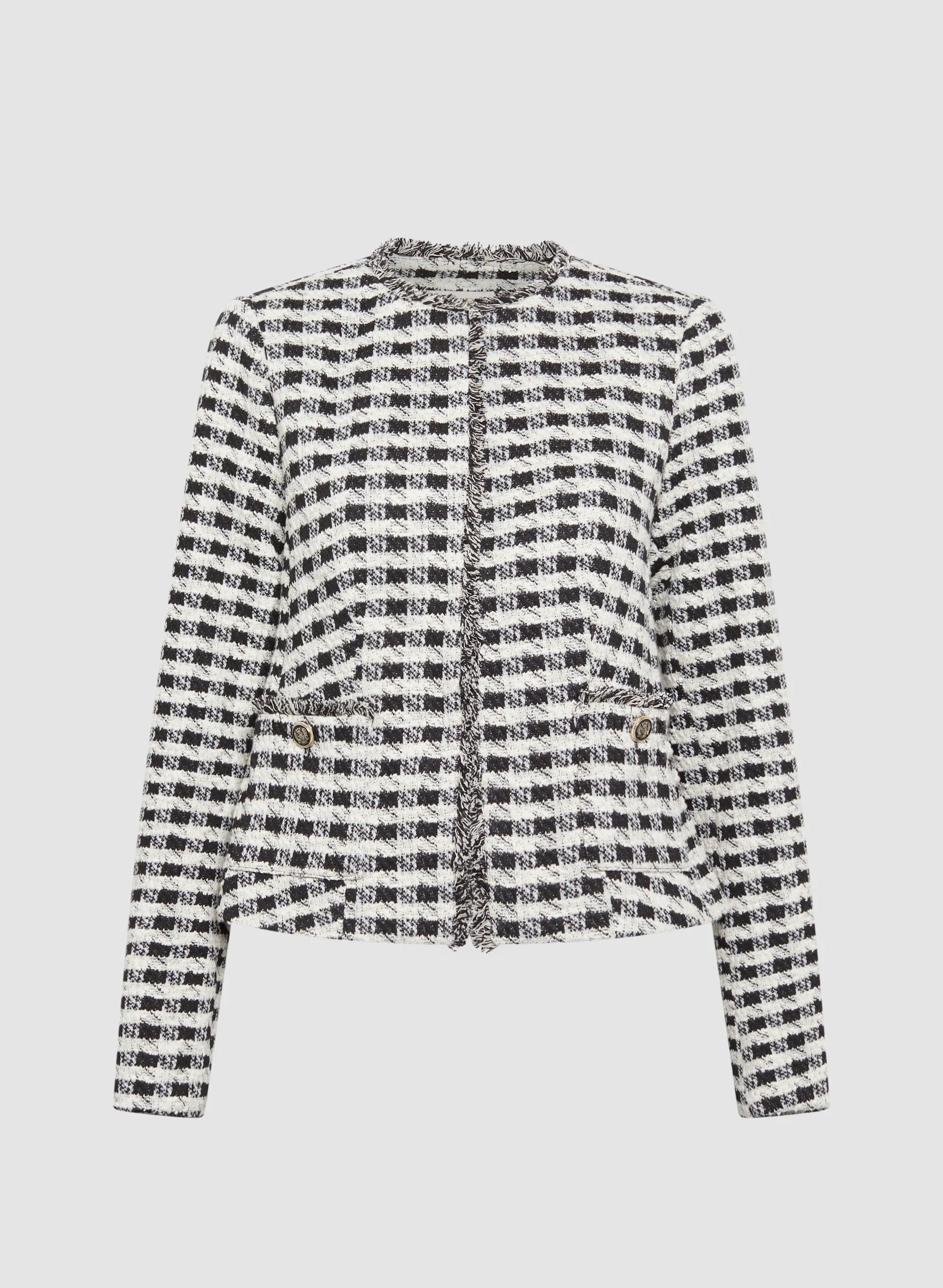 Houndstooth Motif Short Jacket