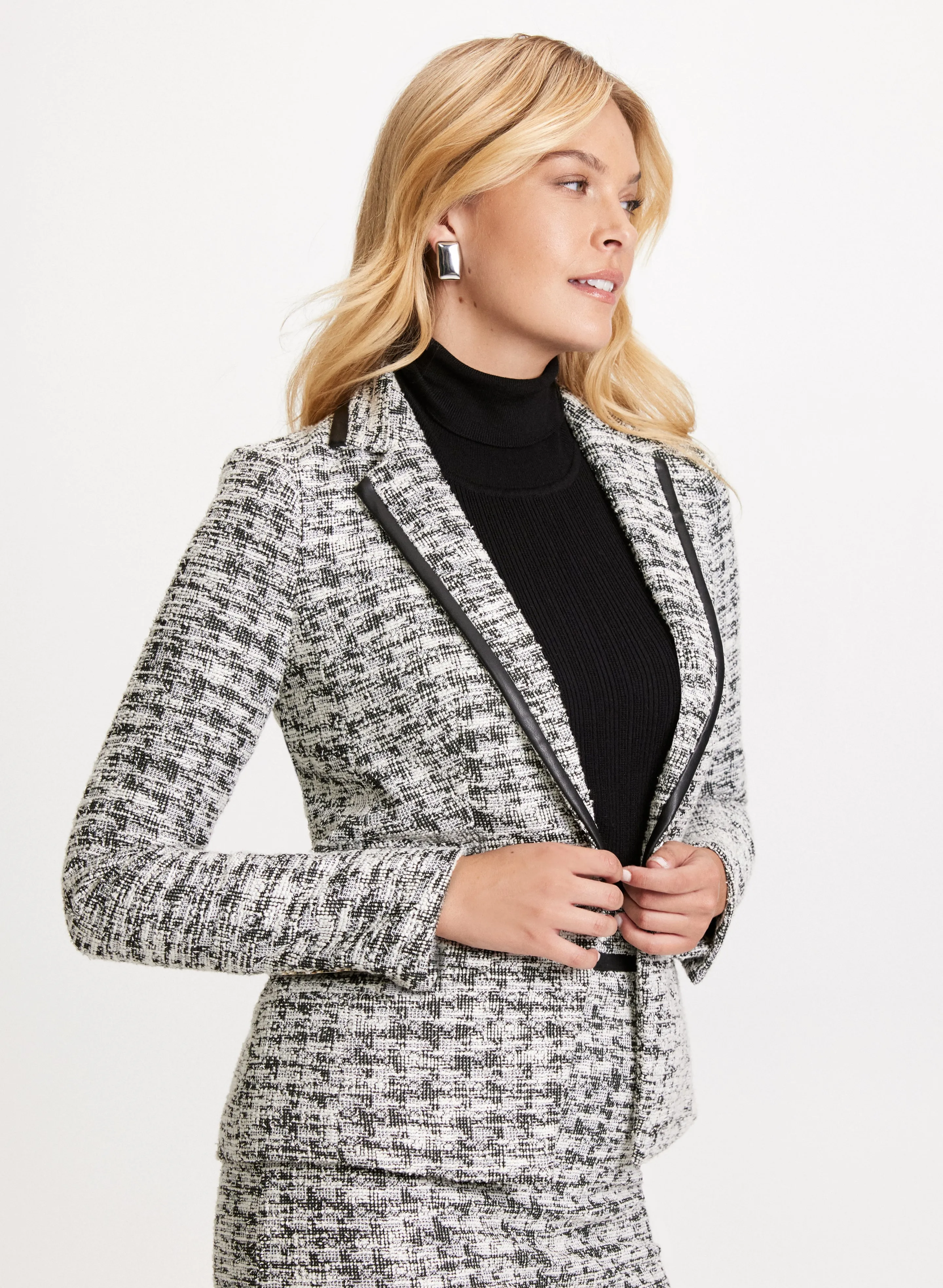 Houndstooth Print Blazer