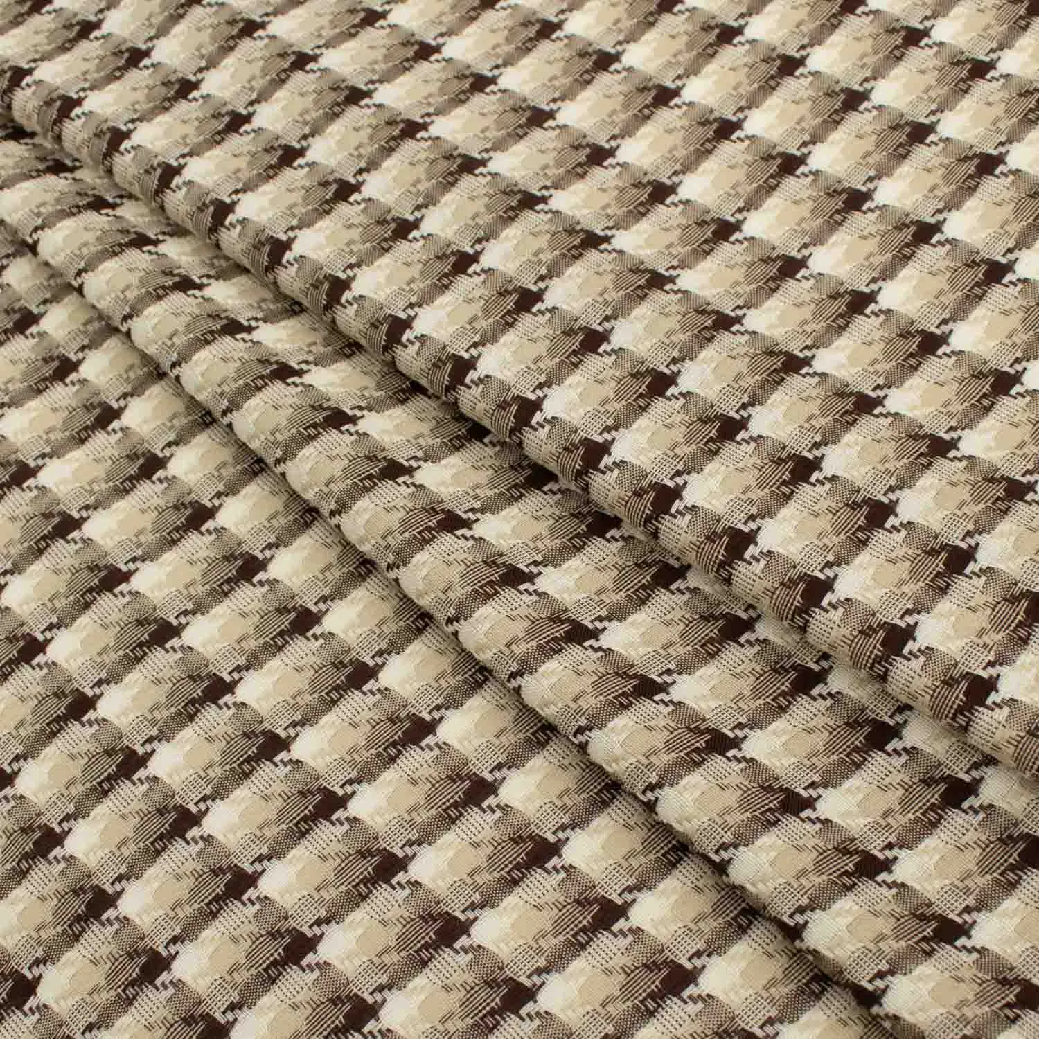 Japanese Loose Weave Brown Houndstooth Check Wool Suiting