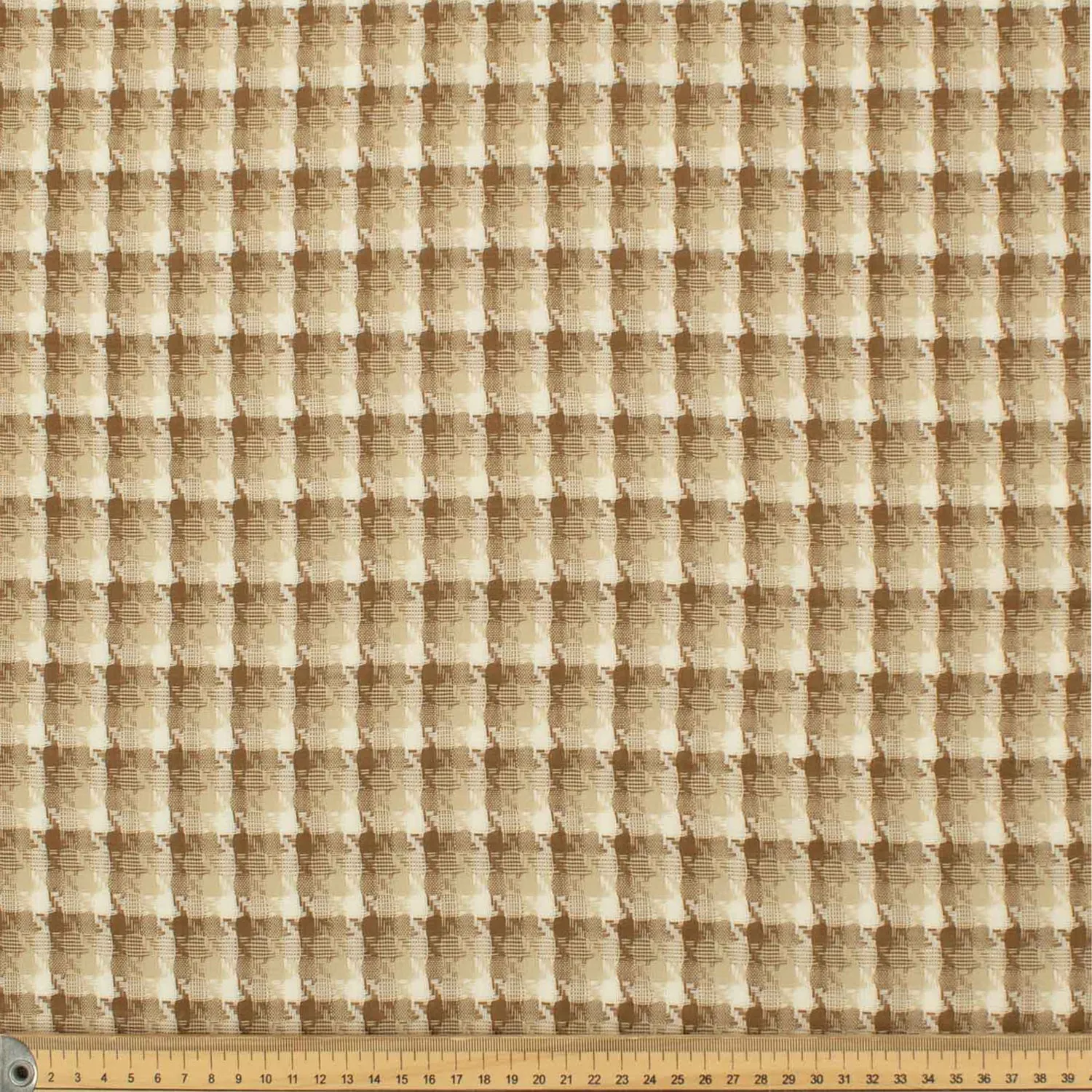 Japanese Loose Weave Caramel Houndstooth Check Wool Suiting