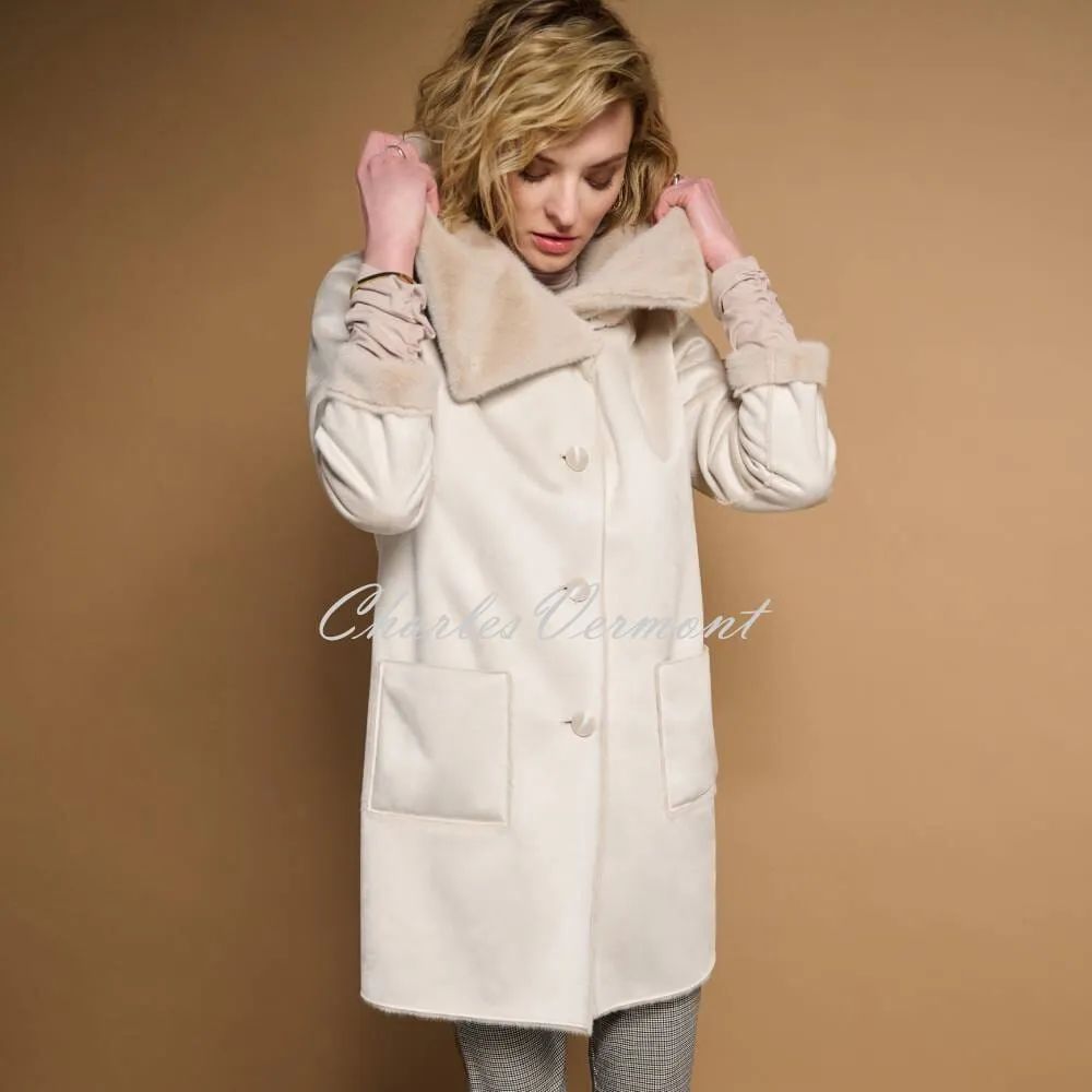 Joseph Ribkoff Reversible Coat - Style 224919 (Champagne)