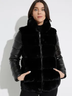 Joseph Ribkoff T Black Faux Fur Padded Coat 224909 11