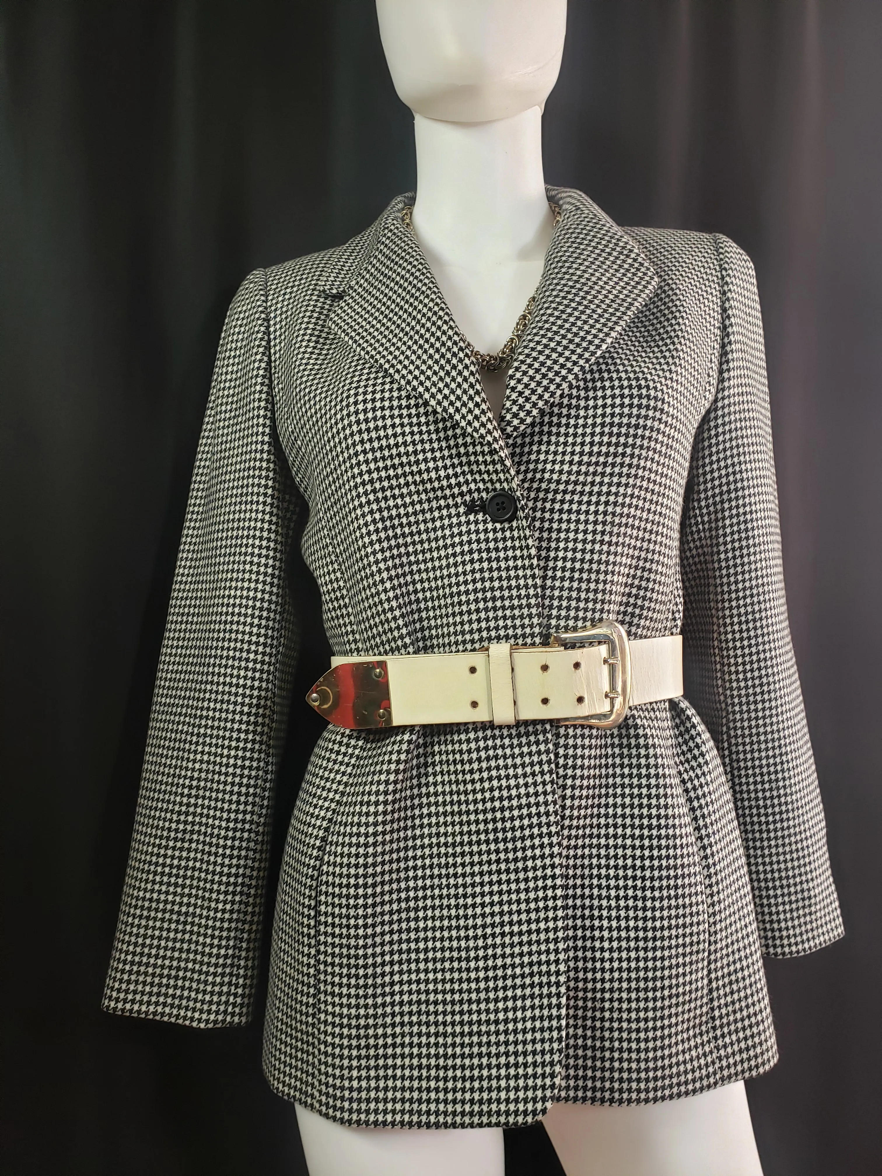 Linda Allard Ellen Tracy Houndstooth Wool Vintage Blazer size 2