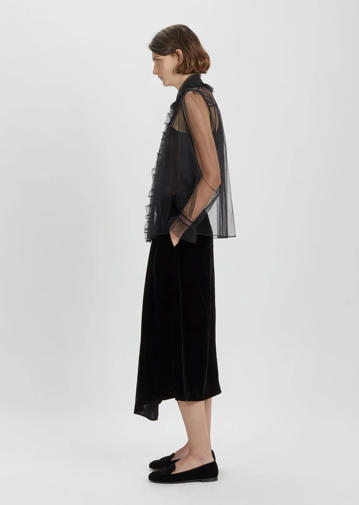 Marabou Ruffled Tulle Blouse