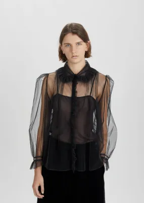 Marabou Ruffled Tulle Blouse