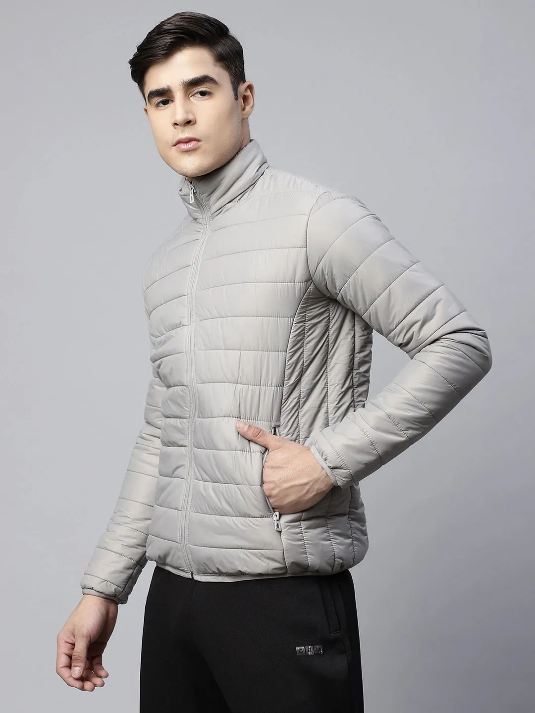 Mens Light Grey Windproof Puffer Jacket