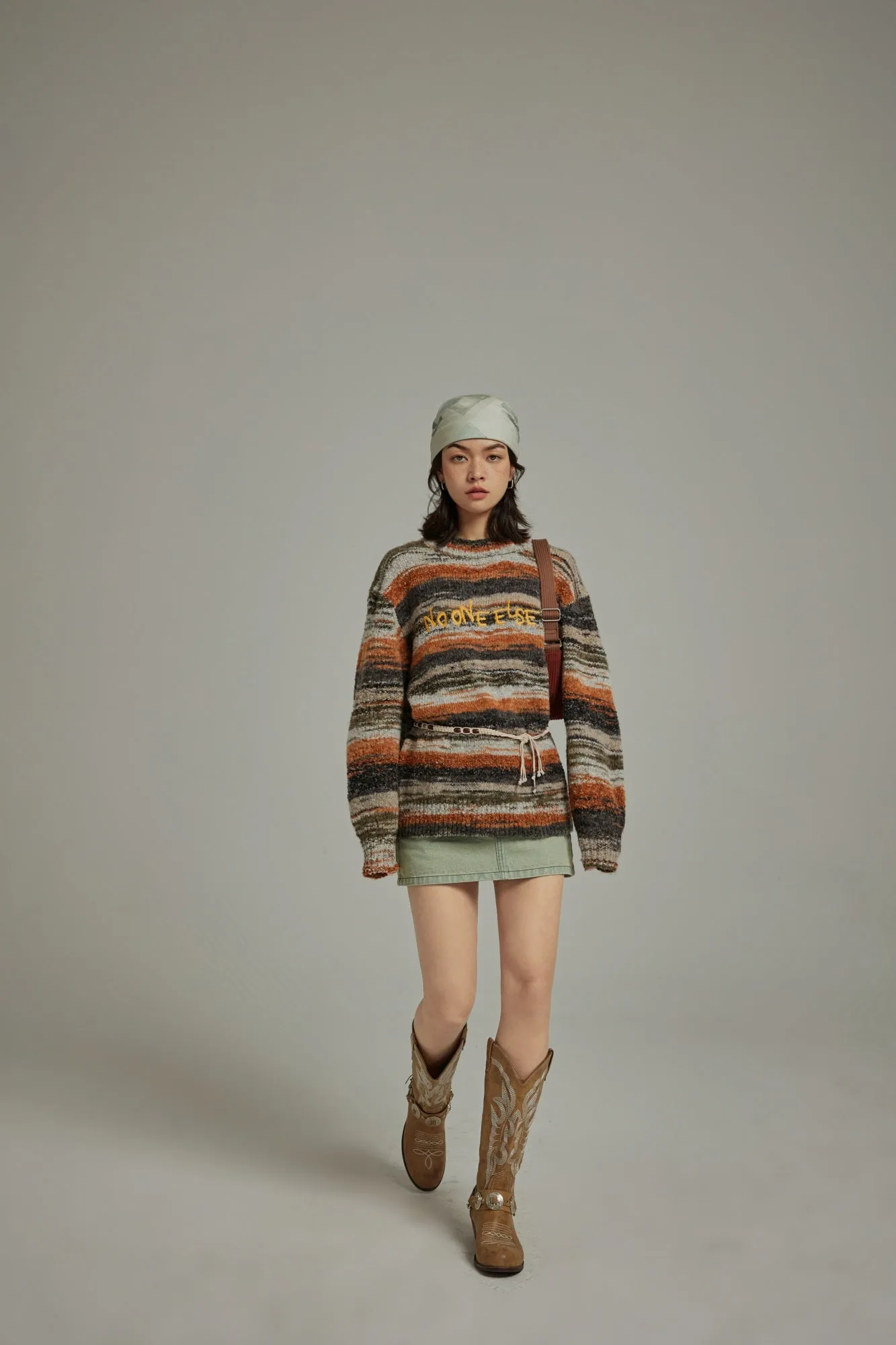 Mixed Color Blur Stripes Knit Sweater