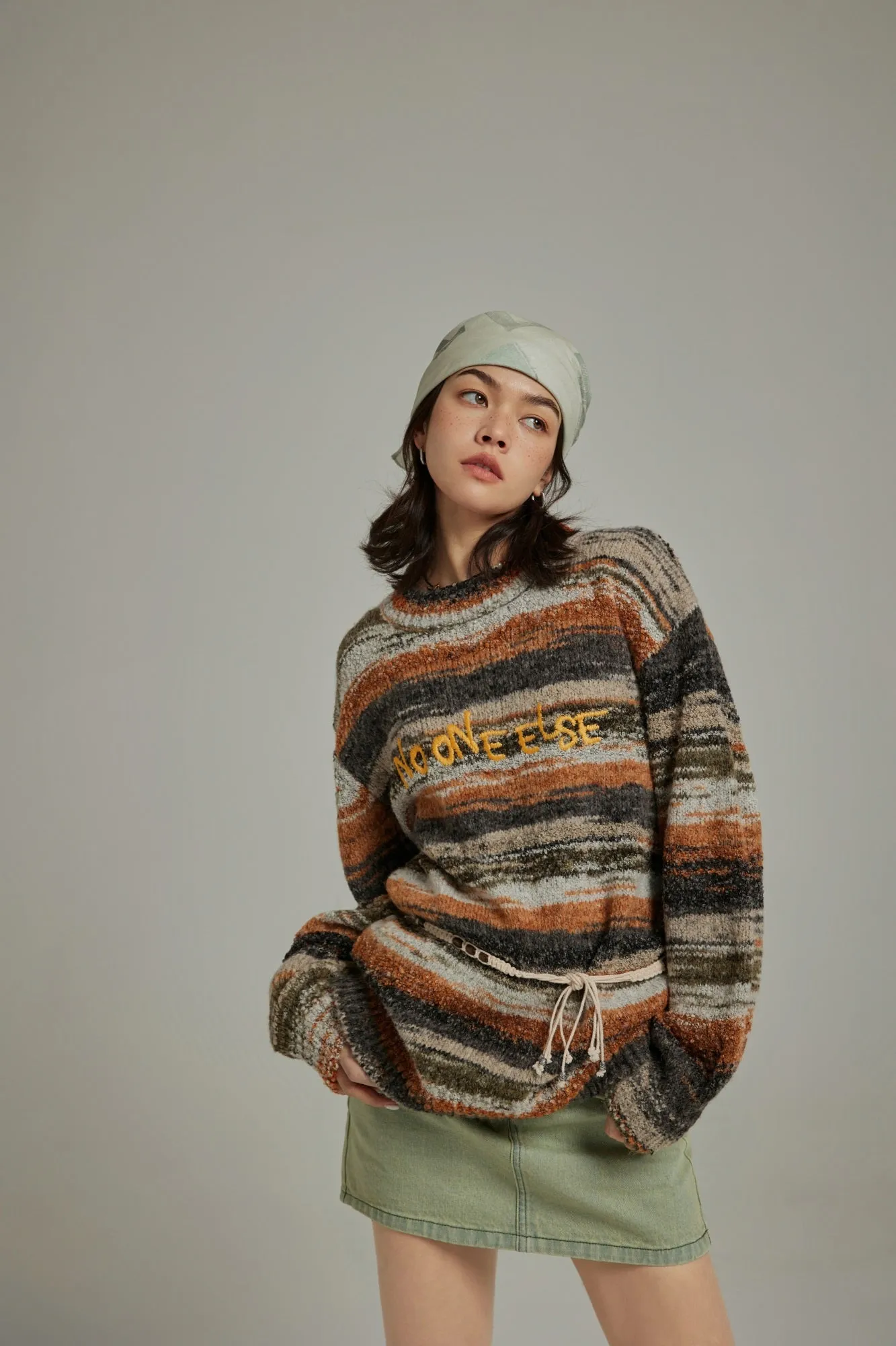 Mixed Color Blur Stripes Knit Sweater