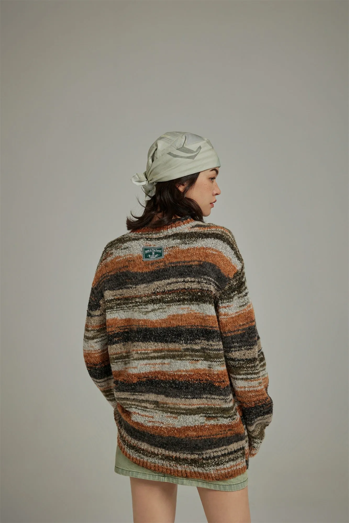 Mixed Color Blur Stripes Knit Sweater