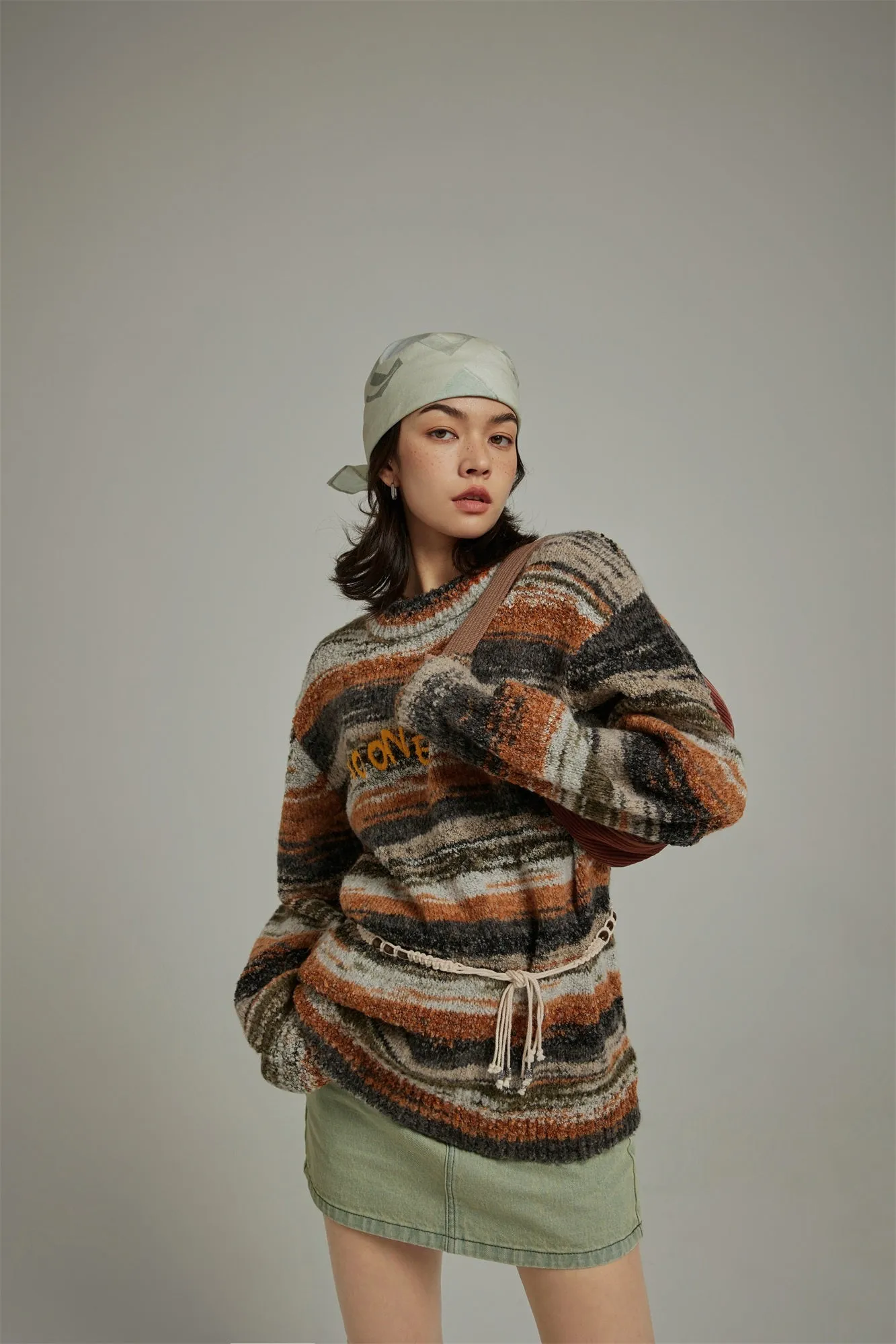 Mixed Color Blur Stripes Knit Sweater