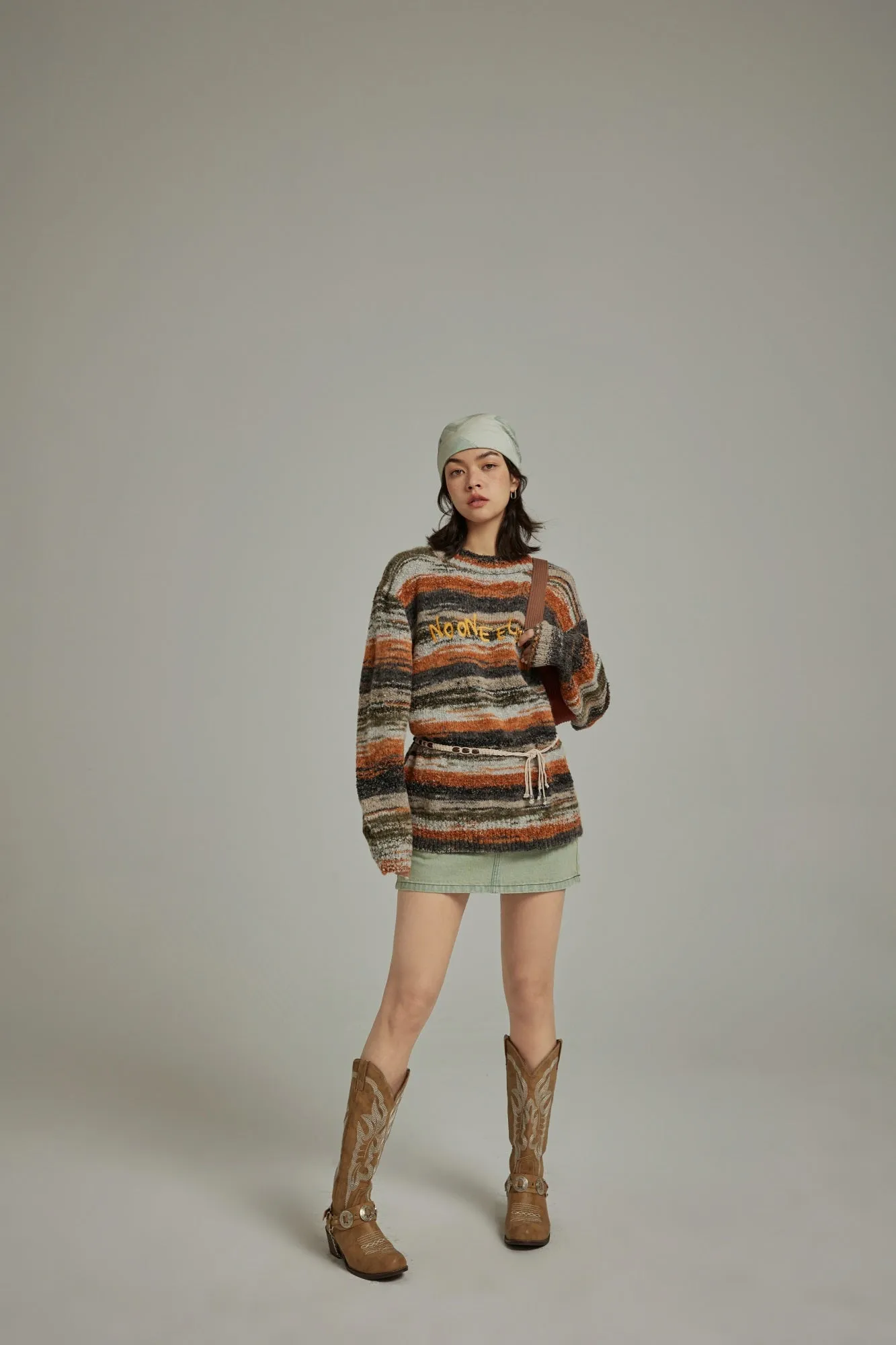 Mixed Color Blur Stripes Knit Sweater