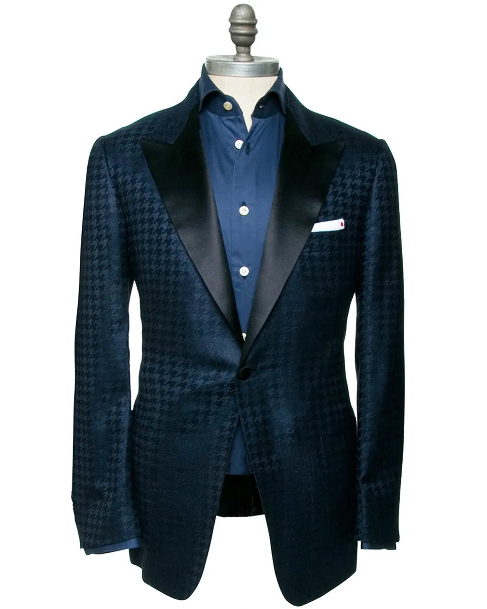 Navy Tonal Houndstooth Dinner Jacket