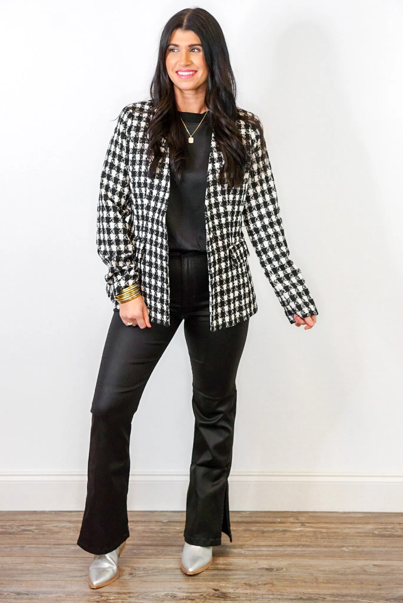 Picture Perfect Black Houndstooth Blazer