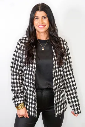 Picture Perfect Black Houndstooth Blazer