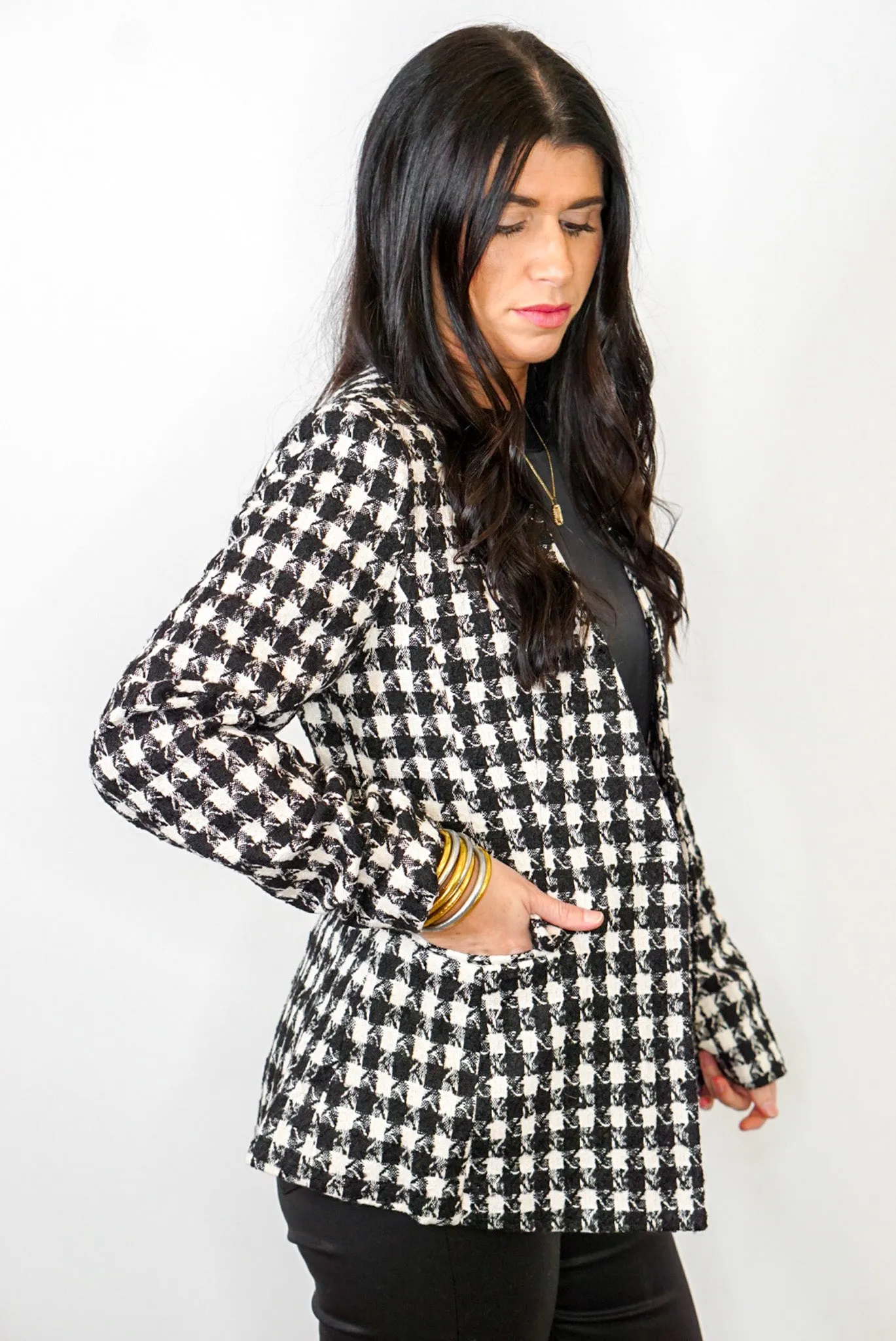 Picture Perfect Black Houndstooth Blazer