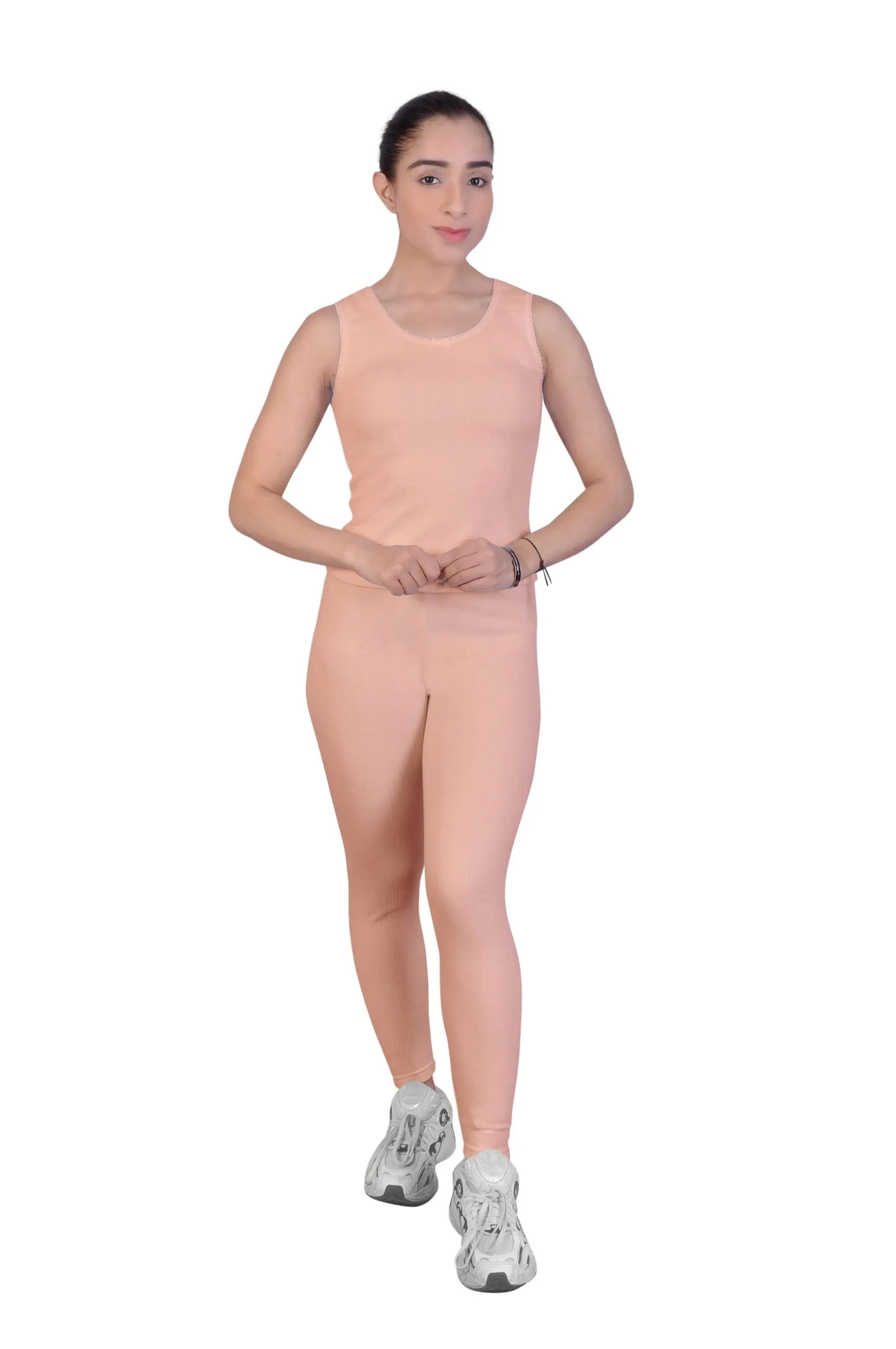 Regular Fit Warm Thermal Set | Peach Thermal Tank Top & Leggings For  Young Women  | Set of 2