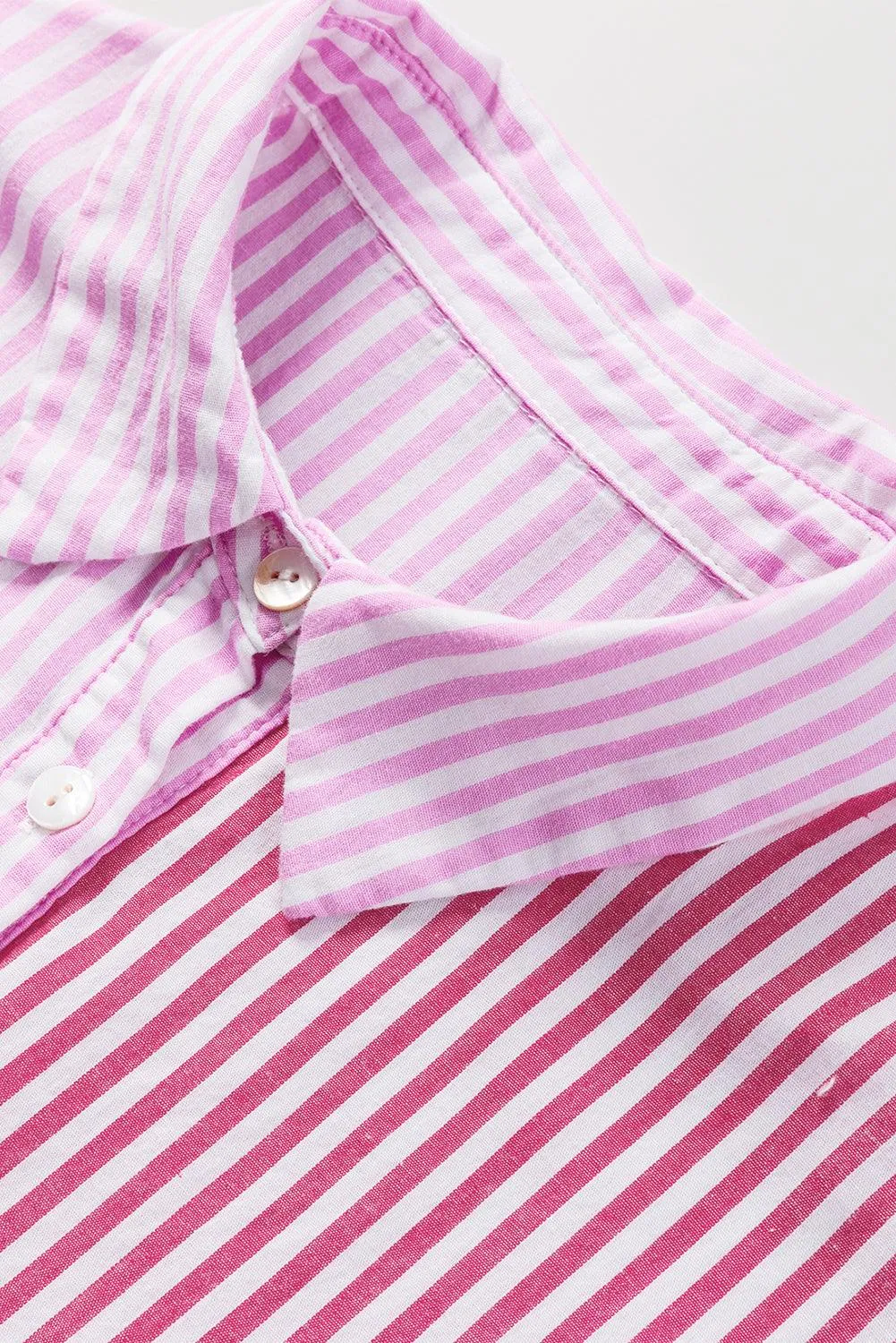 Ruffled Pink Stripe Button Shirt