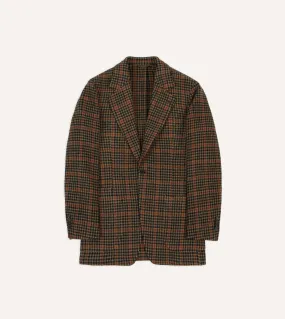 Rust Houndstooth Check Tweed Blazer