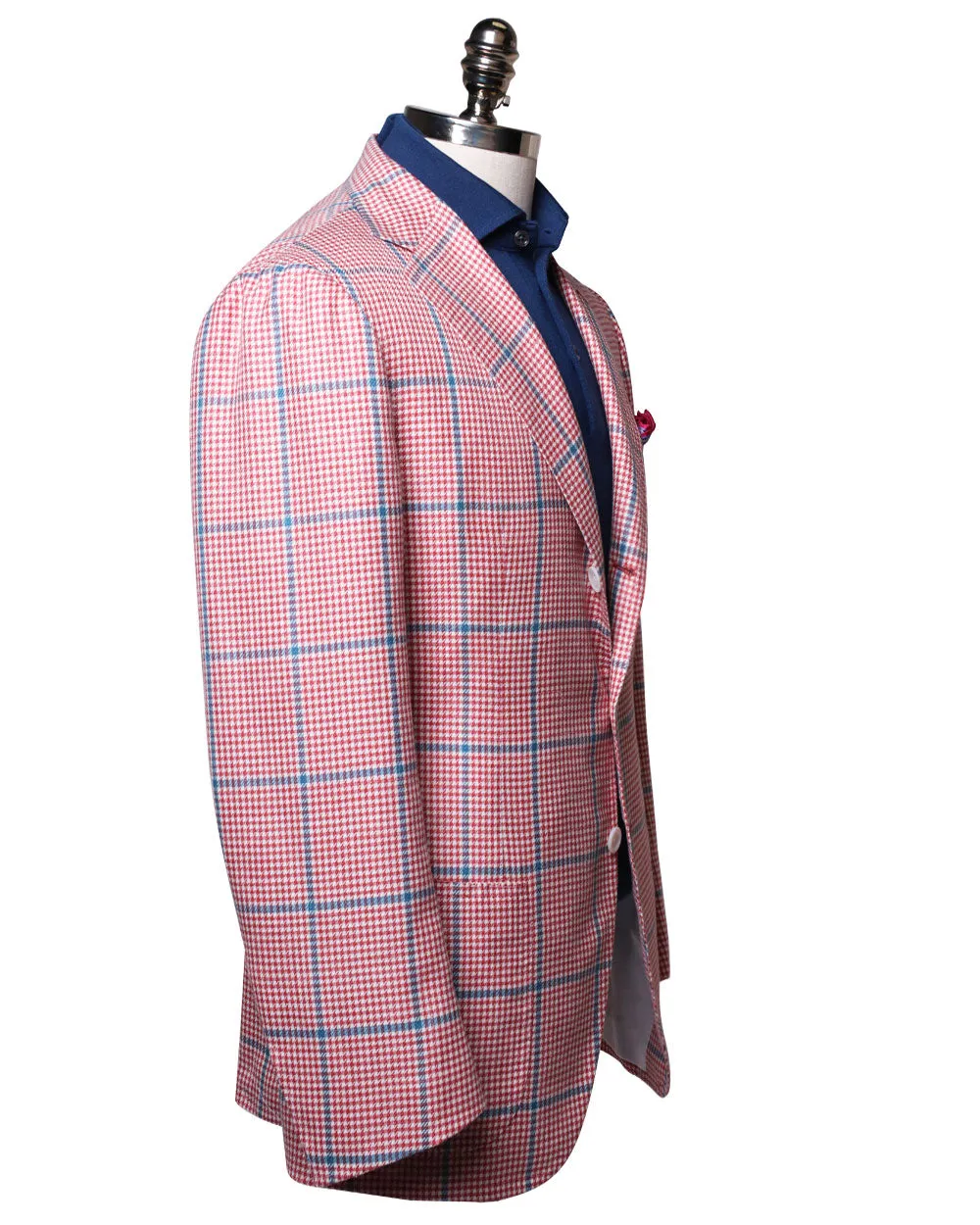 White and Red Windowpane Houndstooth Sportcoat